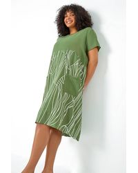 Roman - Originals Curve Contrast Print Pocket T-shirt Dress - Lyst