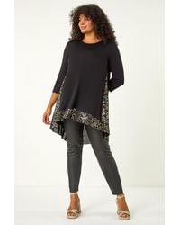 Roman Curve - Contrast High Low Tunic Top - Lyst