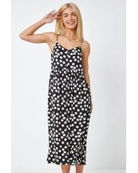 Roman - Dusk Fashion Sleeveless Polka Dot Print Midi Dress - Lyst
