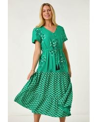 Roman Petite - Floral Print Midi Dress - Lyst