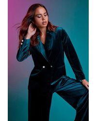 Roman Petite - Wide Leg Velvet Stretch Trouser - Lyst