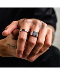 Rose Gold and Black Minimal Ring Stack (silver) - Multicolor