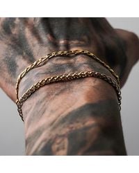 Rose Gold and Black Chain Bracelet Set (24kt Gold) - Multicolor