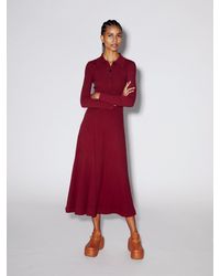 Rosetta Getty Long Sleeve Polo Shirt Dress - Red