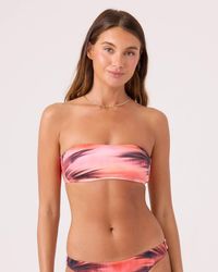 Roxy - Palm Before The Storm Lace Up Bandeau Bikini Top - Lyst
