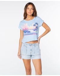 Roxy - Salt Sunrise Cropped Baby Tee - Lyst