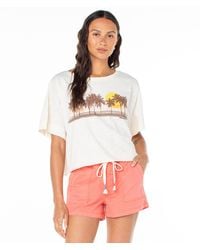 Roxy - Palm Stripe Cropped Tee - Lyst