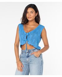 Roxy - Beach Bound Crochet Vest Sweater - Lyst