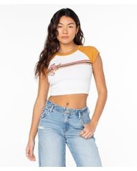 Roxy - Retro Heritage Striped Cropped Baby Tee - Lyst