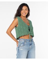 Roxy - Beach Bound Crochet Vest Sweater - Lyst