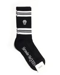 Alexander McQueen Synthetic Skull Socks in Graphite/Black Black Mens Clothing Underwear Socks for Men 