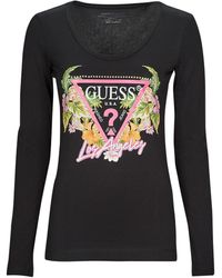 Guess - Long Sleeve T-shirt Ls Sn Triangle Flowers Tee - Lyst