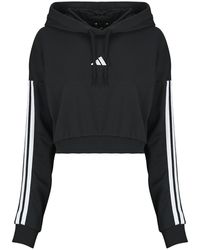 adidas - Hoodies Essentials 3-stripes French Terry Crop Hoodie - Lyst