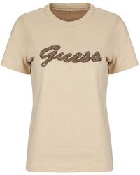Guess - T Shirt Ss Cn Beads Script Tee - Lyst