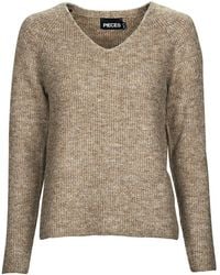 Pieces - Pcellen Ls V-neck Knit Sweater - Lyst