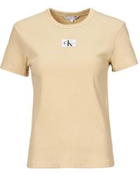 Calvin Klein - T Shirt Woven Label Rib Regular Tee - Lyst