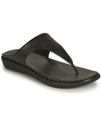 Fitflop Lulu Leathertm Women's Flip Flops / Sandals (shoes) In Black