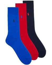 Polo Ralph Lauren - High Socks Mercerzd Ctn Crew Sock 3 Pack - Lyst