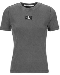 Calvin Klein - T Shirt Label Washed Rib Slim Tee - Lyst