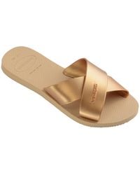 Havaianas - Flat Sandals Aqua Metallic - Lyst