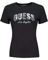 Guess - T Shirt Sequins Logo Tee - Lyst