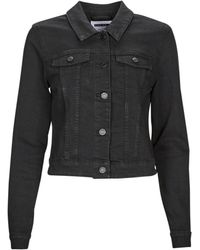 Noisy May - Denim Jacket Nmdebra L/s Black Denim Jacket Noos - Lyst