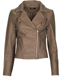ONLY - Leather Jacket Onlgemma Faux Leather Biker - Lyst