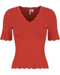 Pieces - Blouse Pcjuline Ss V-neck Knit - Lyst