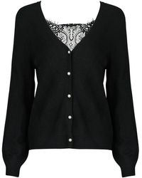 ONLY - Cardigans Onladele Ls Lace Mix Revers Cardi - Lyst