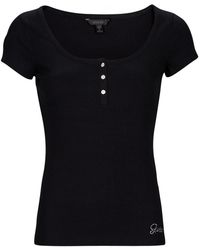 Guess - T Shirt Es Ss Karlee Jewel Btn Henley - Lyst