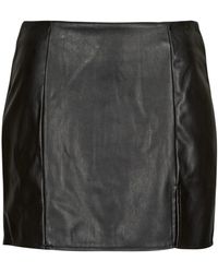 ONLY - Short Skirts Onlleni Faux Leather Slit Skirt Pnt - Lyst