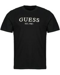 Guess - T Shirt Cn Ss Logo Embroidery - Lyst