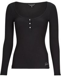 Guess - Long Sleeve T-shirt Ls Karlee Jewel Btn Henley - Lyst