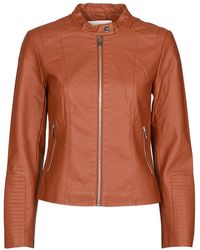 Vila - Viblue Leather Jacket - Lyst