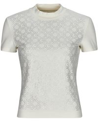 Guess - T Shirt Mock Necjk All Over Logo - Lyst