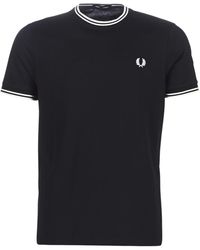 Fred Perry - Black Twin Tipped Crew Neck T-shirt - Lyst