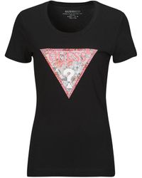Guess - T Shirt Rn Satin Triangle - Lyst