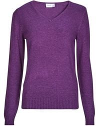 Vila - Sweater Viril Rev V-neck L/s - Lyst