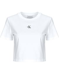 Calvin Klein - T Shirt A - Ss Logo Cropped Tee - Lyst