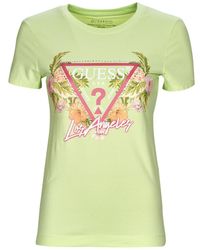 Guess - T Shirt Ss Cn Triangle Flowers Tee - Lyst