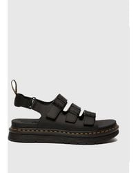 Dr. Martens Kennet Buckle Strap Leather Sandals in Black for Men | Lyst