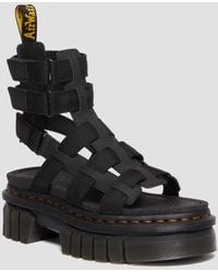 Dr. Martens Adaira Gladiator Leather Chunky Sandals in Black | Lyst