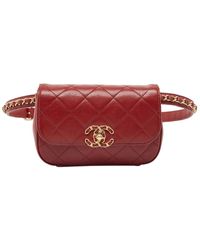 Chanel - Quilted Leather Cc Double Flap Belt Bag (Authentic Pre-Owned) - Lyst