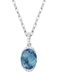 Diamond Select Cuts - 14k Diamond .06 Ct. & 3.20 Ct. London Blue Topaz Necklace - Lyst