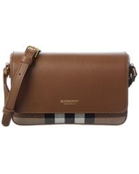 Burberry - Hampshire Small House Check Canvas & Leather Shoulder Bag - Lyst