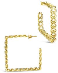Sterling Forever - 14k Plated Cuban Link Hoops - Lyst