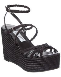 Jimmy Choo - Nyra 100 Raffia & Suede Sandal - Lyst