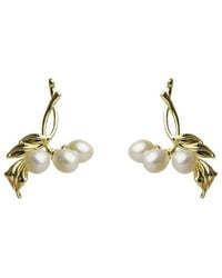 Ebru Jewelry - Pearl Collection Plated Drop Down Earrings - Lyst