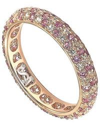 Suzy Levian - Silver 0.02 Ct. Tw. Diamond & Sapphire Eternity Ring - Lyst