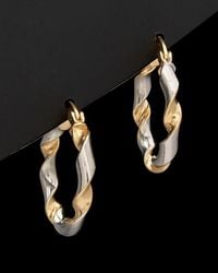 Italian Gold - 14k Two-tone Twisted Hoop Earrings - Lyst